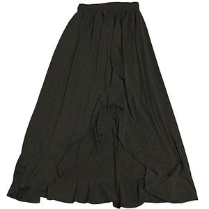 THYME AND HONEY sz Small Skirt Maxi Length Ruffle Trim Dark Gray